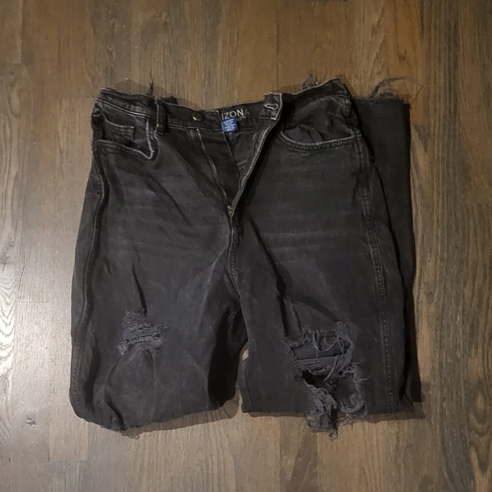Arizona Jean Company Black Distressed Flare Jeans